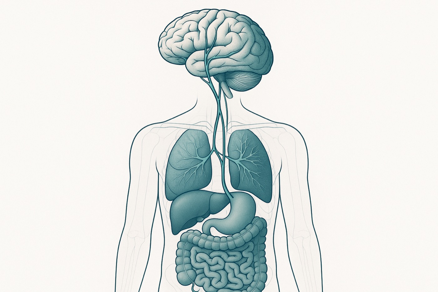 Diagram of the gut–brain axis: the vagus nerve linking the brain, viscera and gut